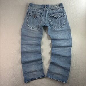 Vintage True Religion Billy Big T Jeans Men 36x33 Blue Faded Baggy Stitching Y2K